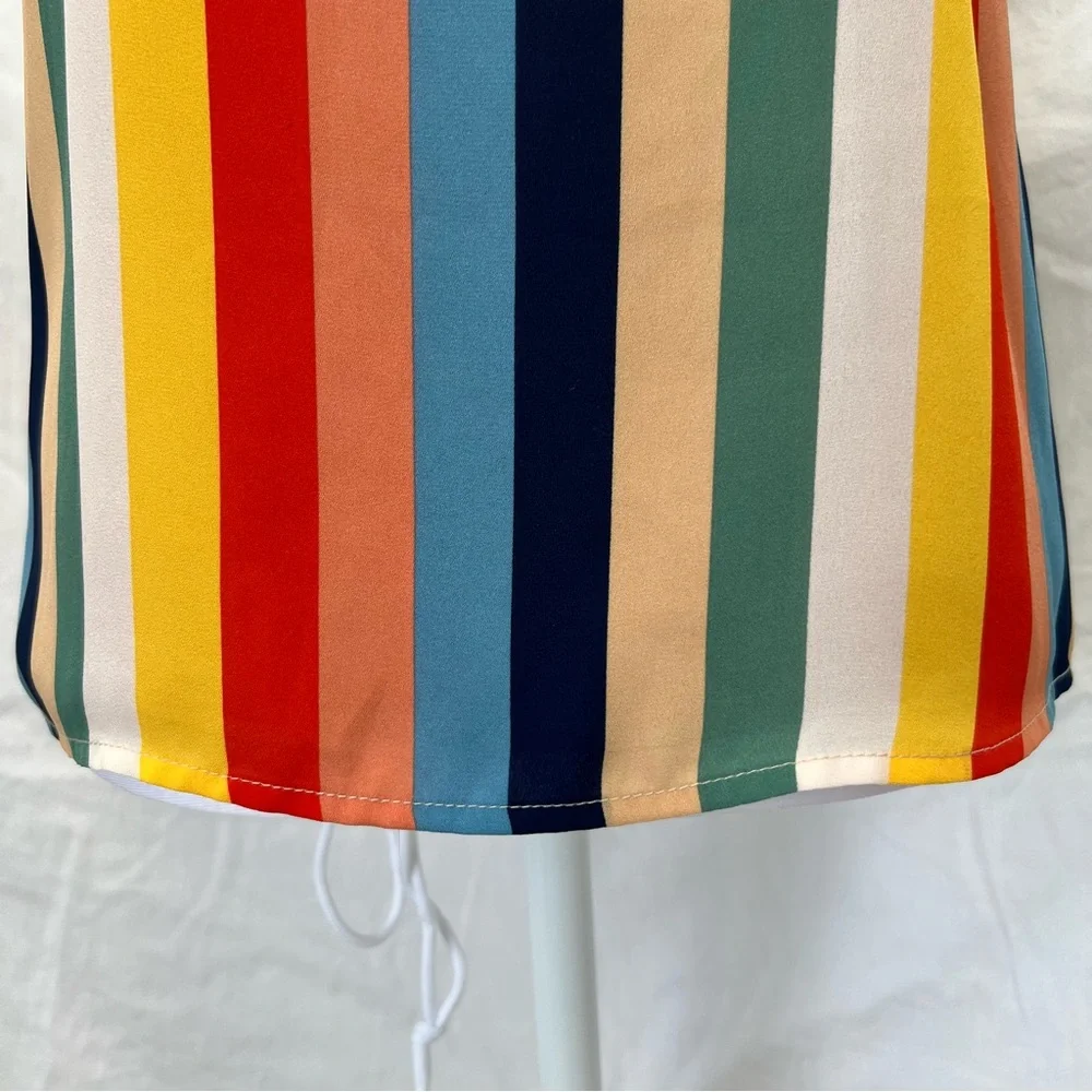 Socialite striped tank with adjustable straps and scalloped neckline. - Picture 6 of 8